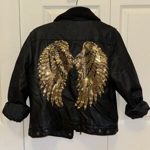 levi’s women’s faux leather trucker jacket with custom embroidery